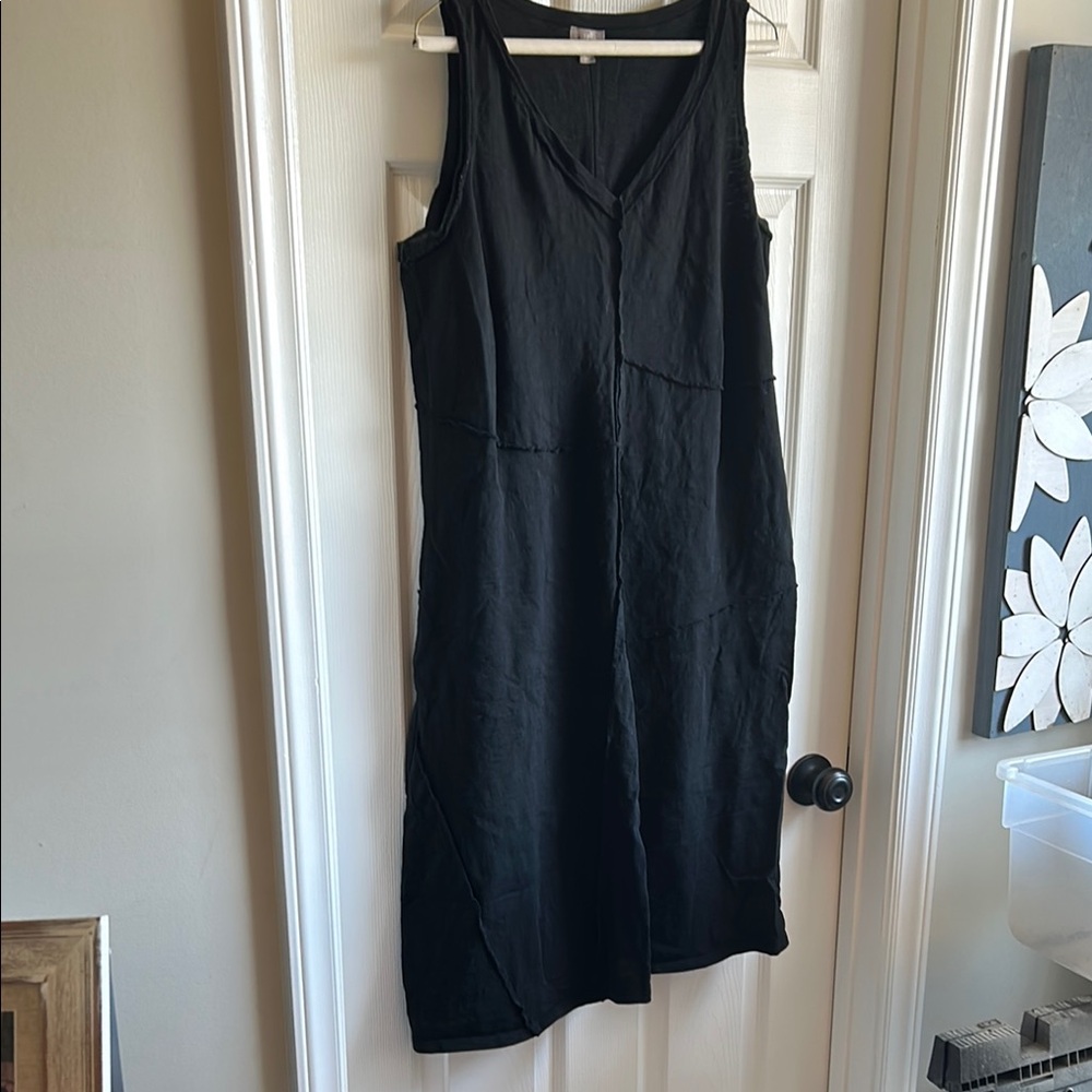 J. Jill Black Midi Sheath Dress Casual V-neck Sleeveless